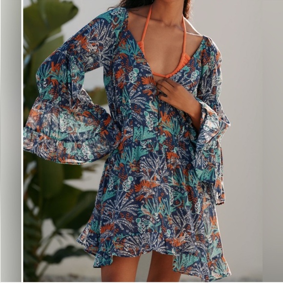 NWT!! Anthropologie Celandine Boho Cover Up Tunic Dress - Small 🐸